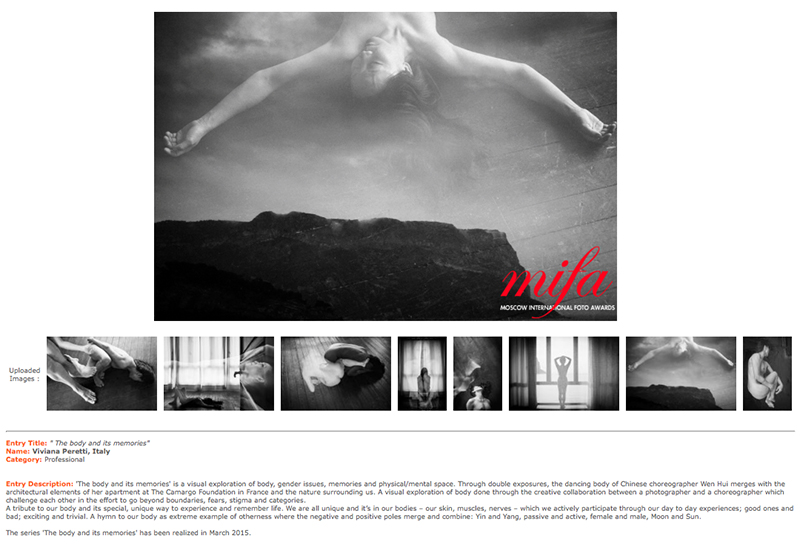 Body Memories awarded with an Honorable Mention at the Moscow International Foto Awards 2015.