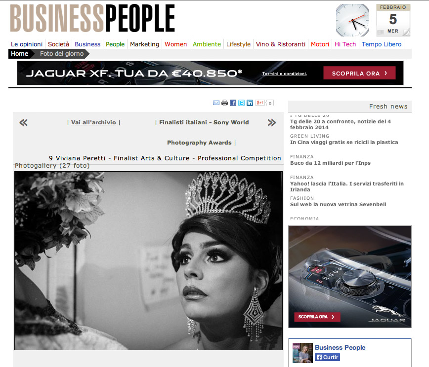 2014 SONY WORLD PHOTOGRAPHY AWARDS' Winners on Business People website.