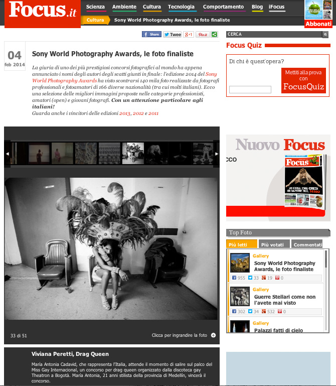 2014 SONY WORLD PHOTOGRAPHY AWARDS' Winners, Focus, Italy.