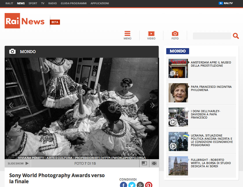 2014 SONY WORLD PHOTOGRAPHY AWARDS' Winners, RAI News, Italy.
