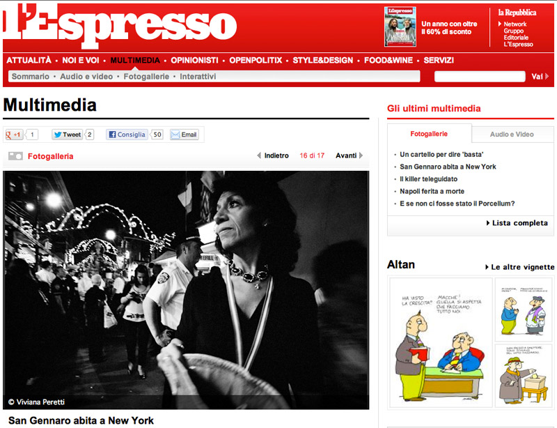 The Feast of San Gennaro in New York featured in L’Espresso.