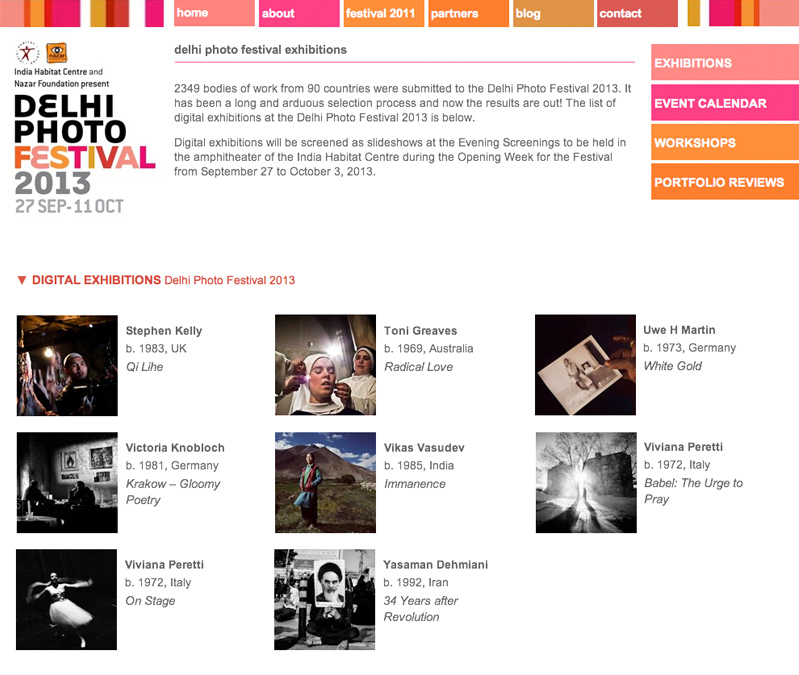 Babel, the Urge to Pray and On Stage featured at the DELHI PHOTO FESTIVAL on September 2013. See more at: http://www.vivianaperetti.com/#/new-york/on-stage/On_Stage_01 and http://www.vivianaperetti.com/#/babel-the-urge-to-pray/jewish-holidays/Hasidics_01