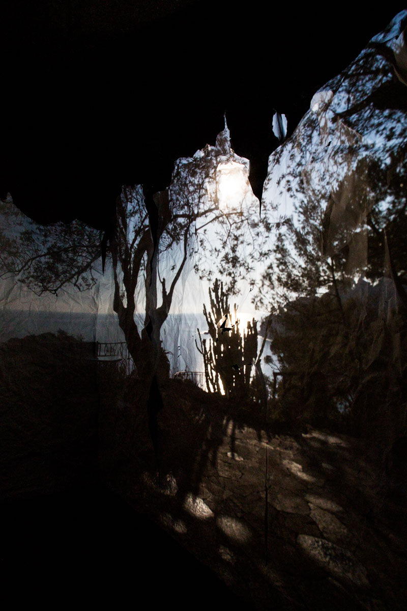 Nostalgia in blue The Mediterranean seascape reflected on some sheets of paper hanging down in a camera obscura I have built at the Bogliasco Foundation in Italy. Bogliasco, Italy, April 2017.