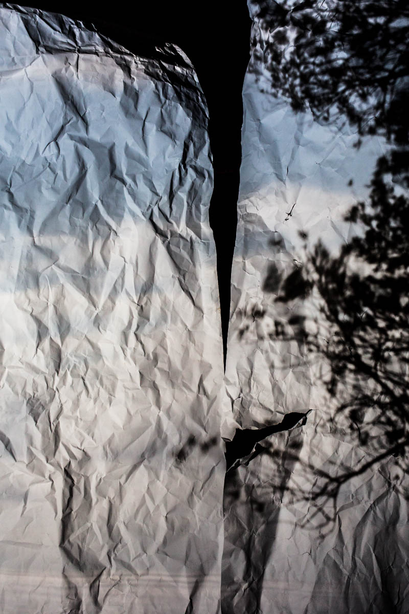 Nostalgia in blue The Mediterranean seascape reflected on some sheets of paper hanging down in a camera obscura I have built at the Bogliasco Foundation in Italy. Bogliasco, Italy, April 2017.
