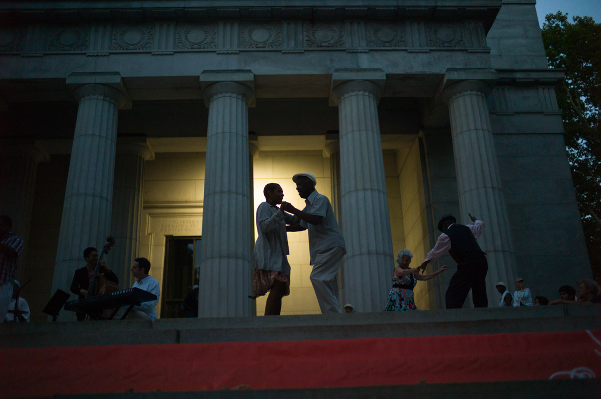 Dancing to a performance by Jimmy Heath at a JazzMobile concert at Grant's Tomb.